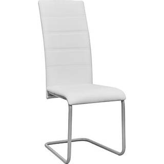 spisebordsstole med cantilever 6 stk. stof hvid