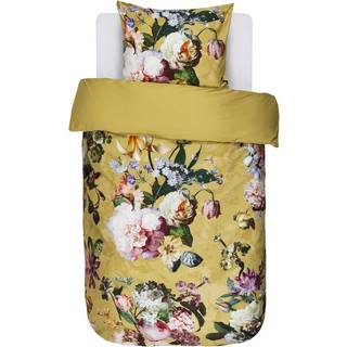 Essenza fleur sengetøj - Blomstret sengetøj - 140x200 cm - Fleur golden yellow - Vendbart sengesæt - 100% bomuldssatin