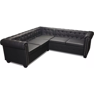 5-personers sofa Chesterfield-look kunstlæder hvid