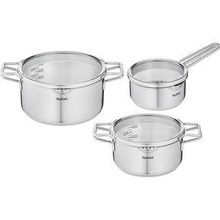 Tefal Nordica grydesæt 3 dele med låg uden belægning
