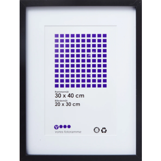 Sort passepartout ramme m. glas - 30x40 cm (På lager i varehus)