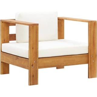 Loungesæt Til Haven 2 Dele Med Hvide Hynder Akacietræ - Creme / lænestol