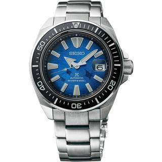 Seiko Prospex Save The Ocean 'Manta' 'King Samurai' Automatic Blue Dial Stainless Steel Bracelet Men's Watch SRPE33K1
