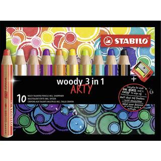 STABILO woody Arty 3 in 1 sæt med 10 penne inkl. spidser