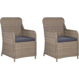 Udendørsstole Med Hynder 2 Stk. Polyrattan Sort