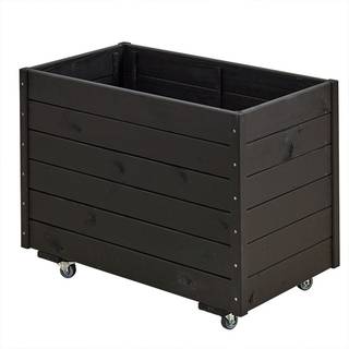 PLUS plantekasse med hjul, sort/nåletræ - 88 x 48 x 66 cm