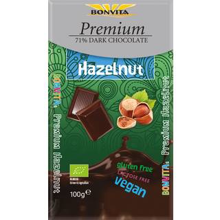 Chokolade mørk hasselnød 71% Ø 100 gr.