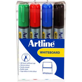 Artline 517 whiteboardmarker med 3mm rund spids, sæt med 4 farver