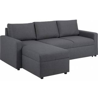 Sacramento sovesofa med chaiselong, opbevaring og udtræk grå.