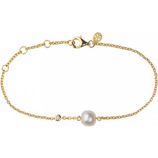 Bybiehl Coco forgyldt halskæde med perle og cubic zirkonia, 45 cm