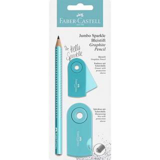Faber-Castell 3-i-1 Jumbo Sparkle sæt Turkis glitter