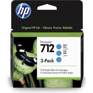 HP 712 / 3ED77A 3-Pack Cyan Ink - Blækpatron Cyan