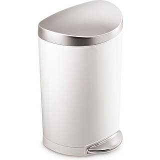 Simplehuman 10L halvrund pedalspand, hvidt stål