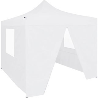 foldbart festtelt med 4 sidevægge 3 x 3 m stål hvid