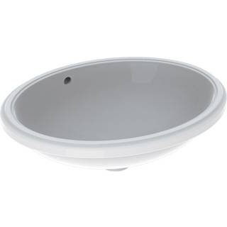 Geberit VariForm håndvask til underlimning oval: B1=50cm, T=46cm, Hanehul=Uden, Overløb=Synlig, Hvid / KeraTect