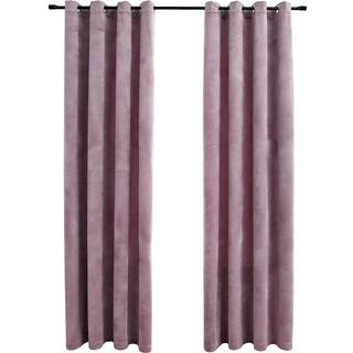 Mørklægningsgardiner Med Ringe Fløjl - Sort / 140 x 245 cm