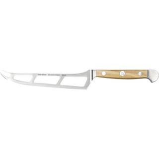 Güde Alpha Olive Weichkäsemesser 15 cm gezahnt - CVM-Messerstahl - Griffschalen Olivenholz - Braun,Silber