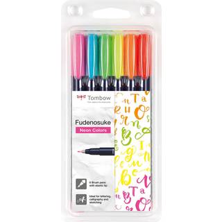 Tombow Marker Fudenosuke hård neon ass (6)