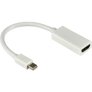 DELTACO Mini DisplayPort til HDMI adapter, 20pin han-hun, 0.2m, hvid