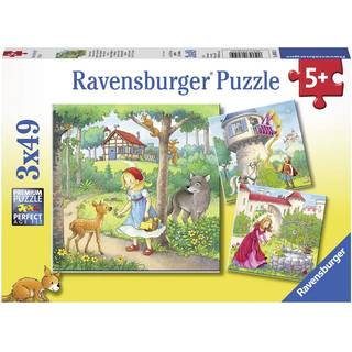 Ravensburger Rapunzel Red Riding Hood og Frog King Puzzle Set | 3 x 49-stykke puslespil | Unikt stykke design | Fremh?ver hjerneudvikling hos b?r