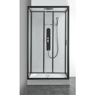 Allibert UYUNI rektangulær brusekabine til hjørne, 120 x 80 x 225 cm, sorte profiler