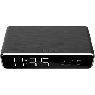 Gembird Digital alarm clock with Qi wireless charging function - Silver