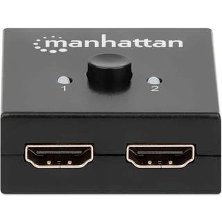 Manhattan HDMI 4K Splitter/ 2-Port, Bi-Directional, 4K@30Hz, Manual Selection, Passive (No Power Required), Black, Box Video splitter/kontakt HDMI