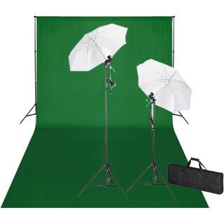 studiosæt med grøn fotobaggrund og lamper 600 x 300 cm
