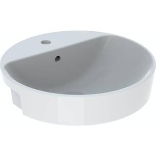 Geberit VariForm håndvask til delvis indbygning rund: D=50cm, Hanehul=Midtpå, Overløb=Synlig, Hvid / KeraTect