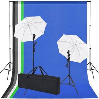 fotostudieudstyr: 5 farvede kulisser og 2 paraplyer