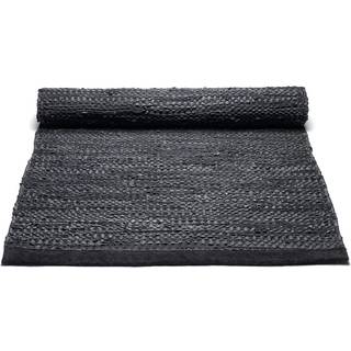 Rug Solid - Tæppe m. læder, sort - 60x90 cm