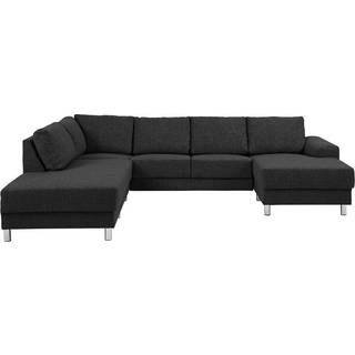 Calverton hjørnesofa med chaiselong højrevendt i antracit grå stof og med chrome ben.