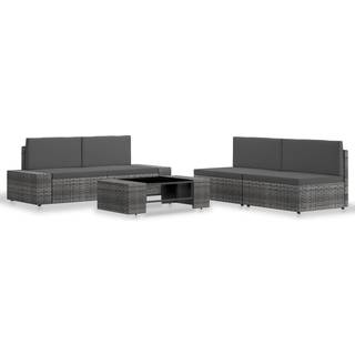 Loungesæt Til Haven 5 Dele Polyrattan - Grå