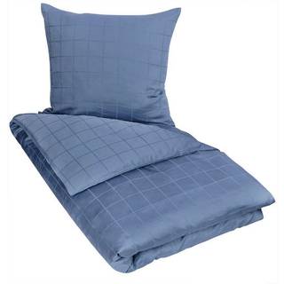 Sengetøj til king size dyne 240x220 cm - Blødt, jacquardvævet bomuldssatin - Check blå - By Night sengesæt