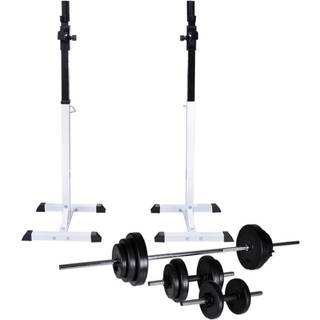 vægtstang- og squat-stativ med vægtstang- og håndvægtsæt 30,5kg