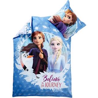 Frozen Junior sengetøj 100x140 cm - Frost 2 Anna og Elsa junior sengesæt - 2 i 1 design - 100% bomuld