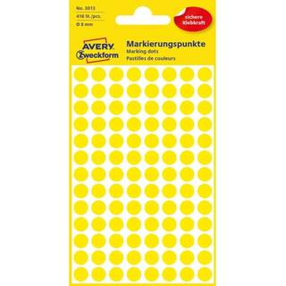 Avery Etiket farvedots | Ø8 mm | Gul | 416 stk.