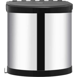 Indbygget Skraldespand Til Køkkenet 8 L Rustfrit Stål - Sort og sølv / 26.5 x 26.5 cm