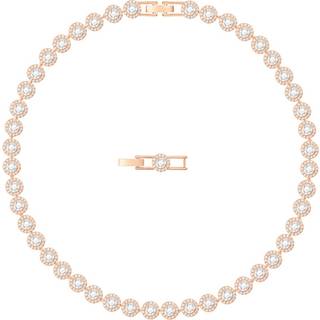 Una Angelic Tennis Halskette, Rundschliff, Mittel, Weiß, Roségold-Legierungsschicht