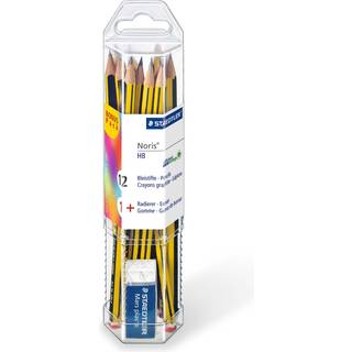 STAEDTLER Noris Blyanter & viskelæder, 12 + 1 stk Sæt fra Staedtler som indeholder: 12 stk HB blyanter 1 stk Mars plastic viskelæder.
