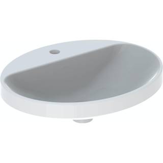 Geberit VariForm håndvask til indbygning oval, med hylde og hanehul: B=55cm, T=45cm, Hanehul=Midtpå, Overløb=Uden, Hvid