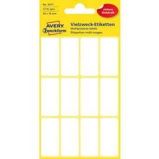 Avery 3077 Labels-Etiketter, hvide All-round 38x18 72stk.