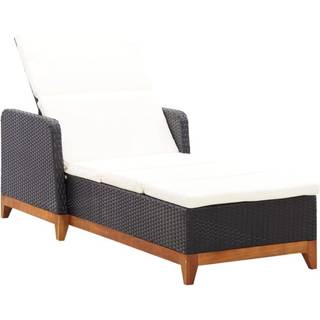 Liggestol Polyrattan Og Massivt Akacietræ - Sort