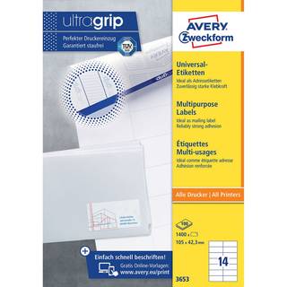 Avery Etiketter til flere formål 105 x 42.3 mm 1400etikette(r) --> På fjernlager, levevering hos dig 17-10-2026