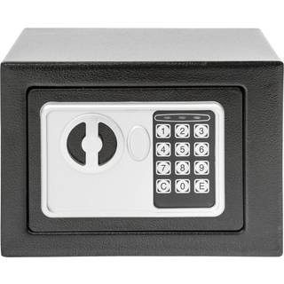 Elektronisk pengeskab 17x23x17cm + nøgle + 4 batterier - sort