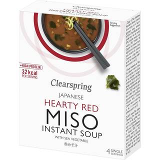 STOP MADSPILD (BEDST FØR 24/05/25) - Clearspring Instant Miso Suppe Rød Miso med Wakame Tang