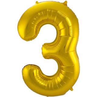 3 Formet Nummer Folieballon (Guld, 86 cm)