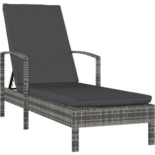 liggestol med armlæn polyrattan grå