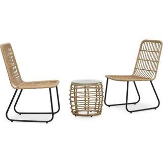 bistrosæt 3 dele polyrattan sort