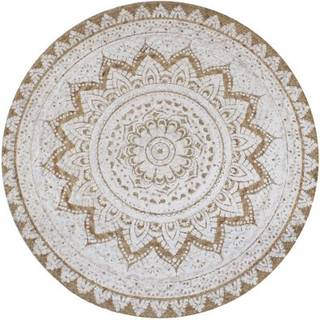 gulvtæppe flettet jute med print 90 cm rund